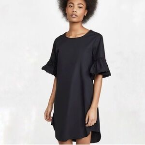 See by Chloe Shift Dress 40 Black Ruffle Sleeve Cotton